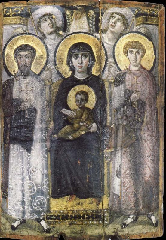 St. George and St. Theodore between the Virgin Mary and baby, unknow artist